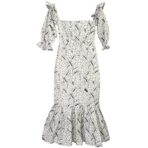 Eddy Maggie Embroidered Midi Dress XS Cream Black NWOT Corset Back